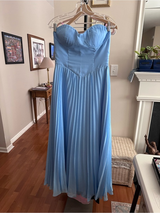 Faeriesty Dresses & Skirts - Strapless Pleated Maxi Gown in Powder Blue